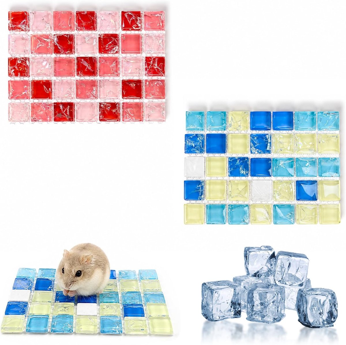 2 stuks koelmat voor hamsters, 11,3 x 8 cm, koelkussen voor konijnen, koelmat voor kleine dieren, cavia's, hamsters, konijnen