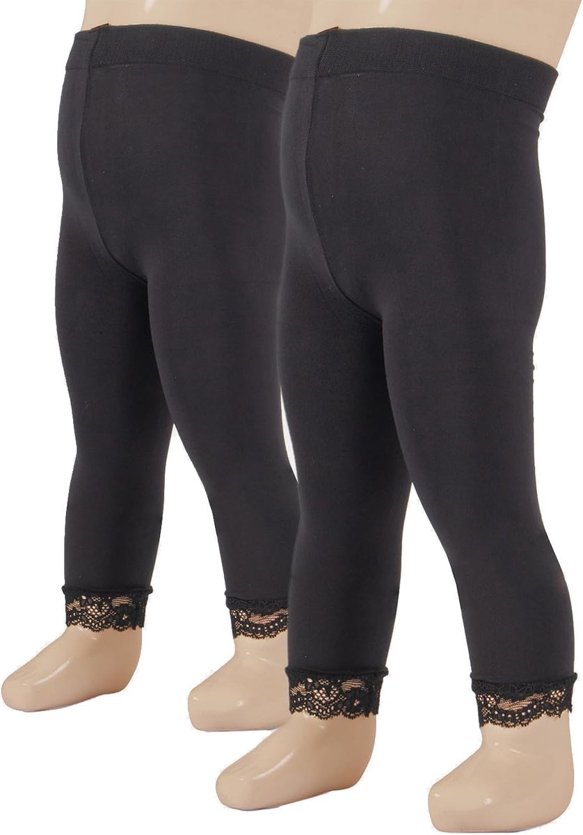 Leggings voor pasgeborenen met kant, panty voor pasgeborenen met kant, 12-18 - 24 maanden | zwart, wit | Italiaanse panty |
