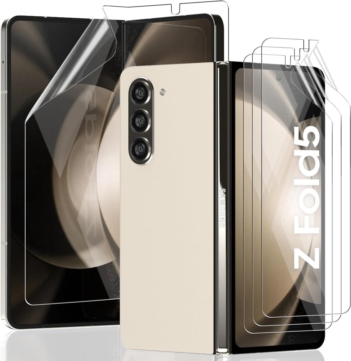 3 stuks beschermfolie voor Samsung Galaxy Z Fold 5 buitenste zachte TPU-folie 1 stuk voor Samsung Galaxy Z Fold 5 displaybescherming HD volledige afdekking