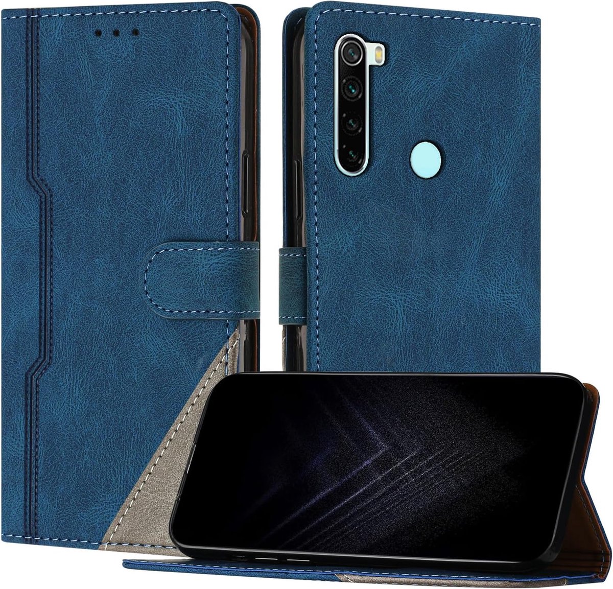 Hoesje voor Xiaomi Redmi Note 8T, Flip Lederen Hoes met standaard | magnetische sluiting | schokbestendig | Kaarthouder - Blauw