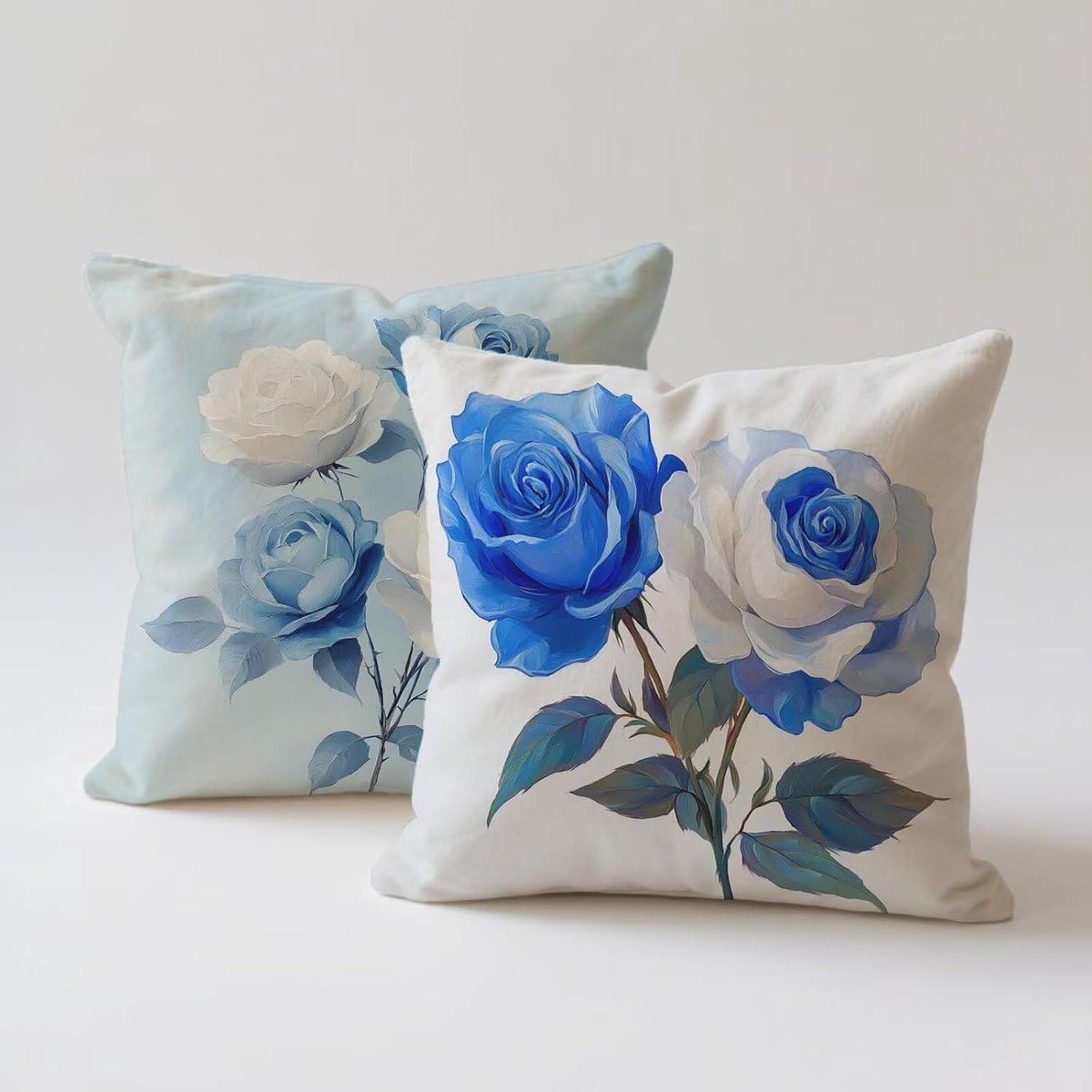 Witte kussenslopen van 80 x 80 cm, set van 2, tuinkussens, waterdicht, linnen, decoratieve kussens, bloemen kussenslopen met onzichtbare rits, voor buitenterras, zomer, tuin, balkon