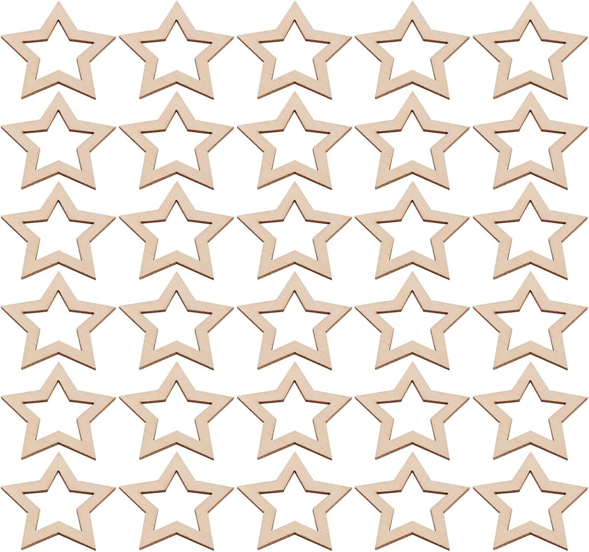 Onafgewerkte Houten Sterren van Holle Pentagrammen voor Knutselen Beschilderbare Houten Vormen voor Creatieve Zelf Projecten Huisdecoratie