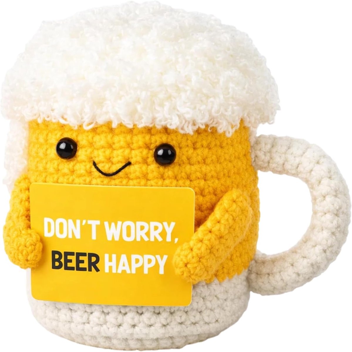 Gehaakte knuffeldieren voor mannen, grappige biergadgets handgemaakte haak, positieve geschenken, troostgeschenken, pocket hug, stressverminderend cadeau