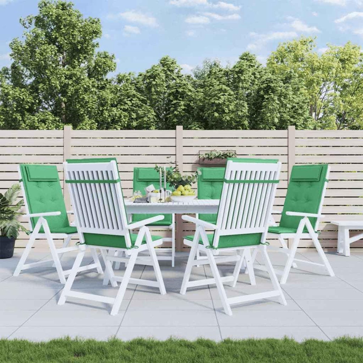 Zitkussens met hoge rugleuning, 6 stuks, groen Oxford-weefsel, waterafstotende tuinkussens met zachte bekleding voor optimale zitondersteuning, ademende en duurzame kussens