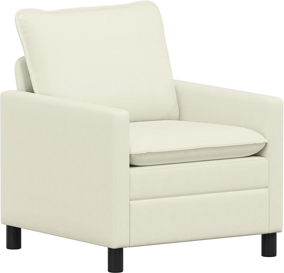 Sofa van corduroy, crèmekleurig, 76 x 81 x 87,5 cm, met metalen