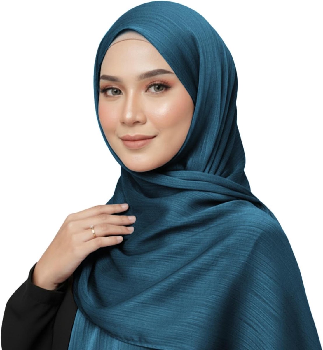 Zijden hijab voor dames, elegante gekreukte hijab wikkelsjaal, zachte ademende lange sjaal, lichtgewicht, glad, bescheiden hoofdbedekking