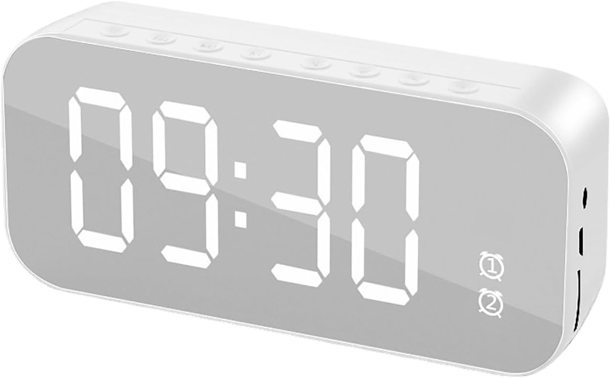 Wekkerradio's Ondersteunt, Geheugenkaart, Afspelen van AUX-kabel, Slaapkamerklokluidspreker voor Binnen en Buiten (WHITE)