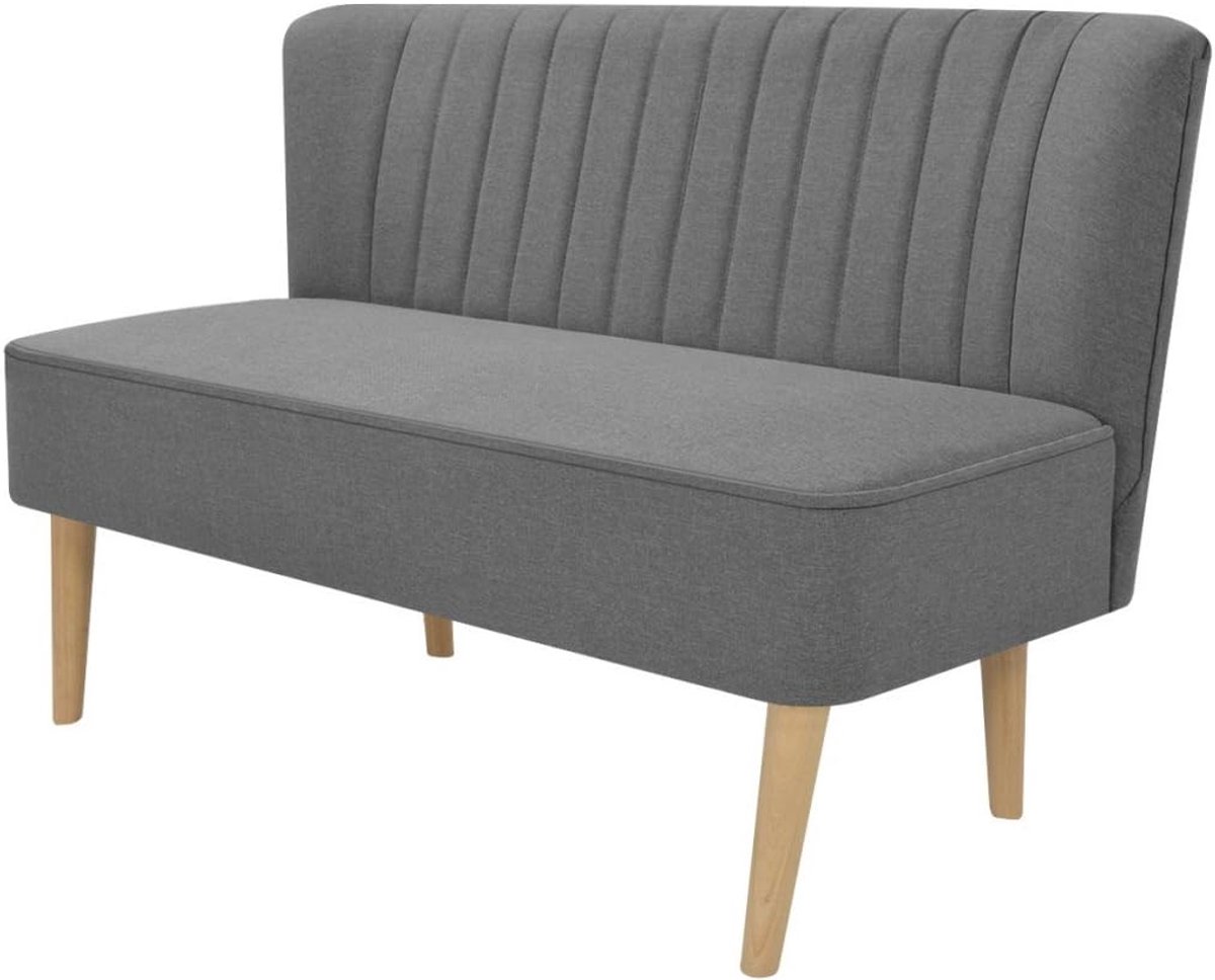 Sofa, 2-zitsbank, 2-zitsbank, loungebank, woonkamerbank, stoffen bekleding, houten frame, 117 x 55,5 x 77 cm, voor woonkamer en kantoor, lichtgrijs