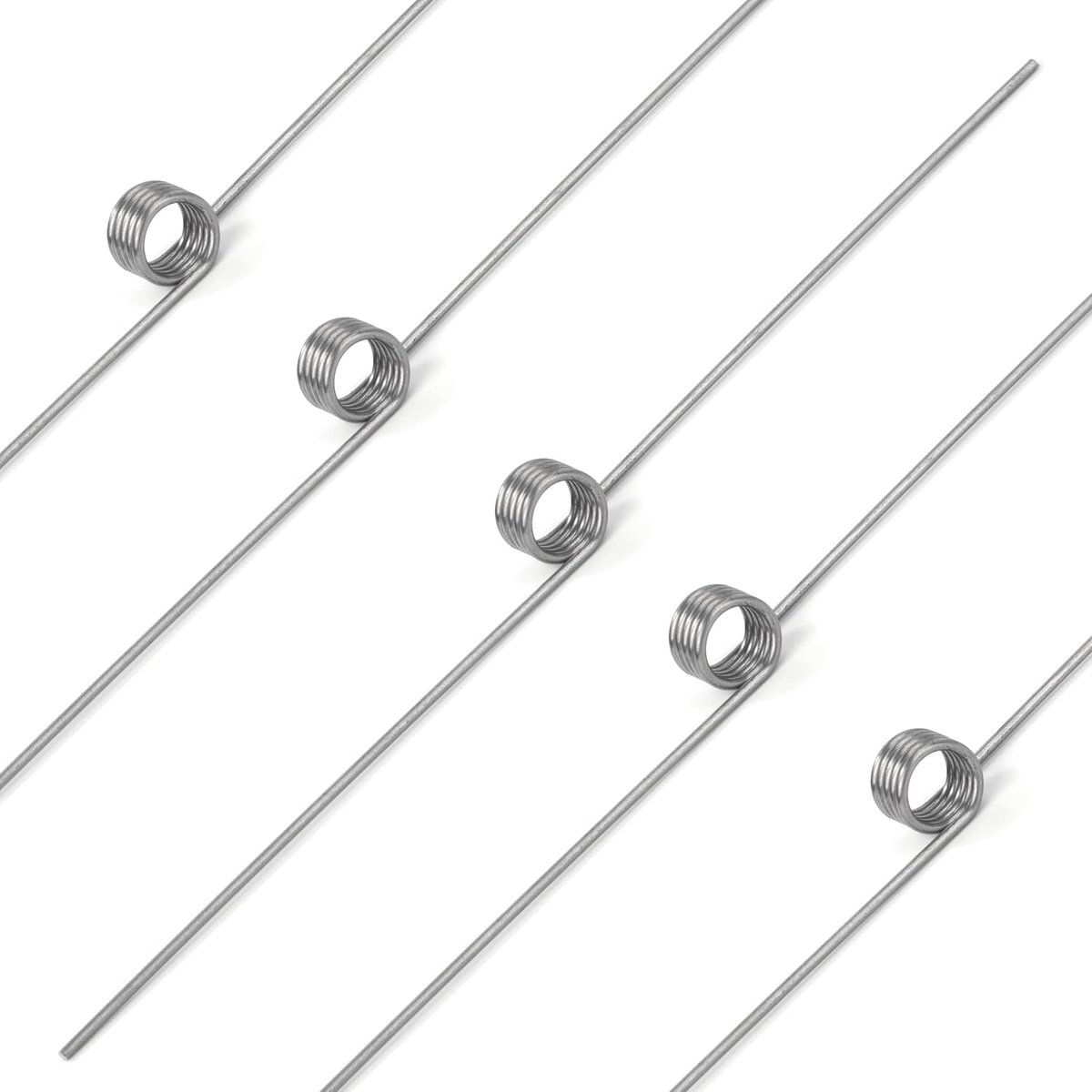 Torsieveren van roestvrij staal draaddiameter 1,0 mm binnendiameter 6 mm armlengte 60 mm hoek 180° 5 omwentelingen links 1,0 x 6 x 60 mm