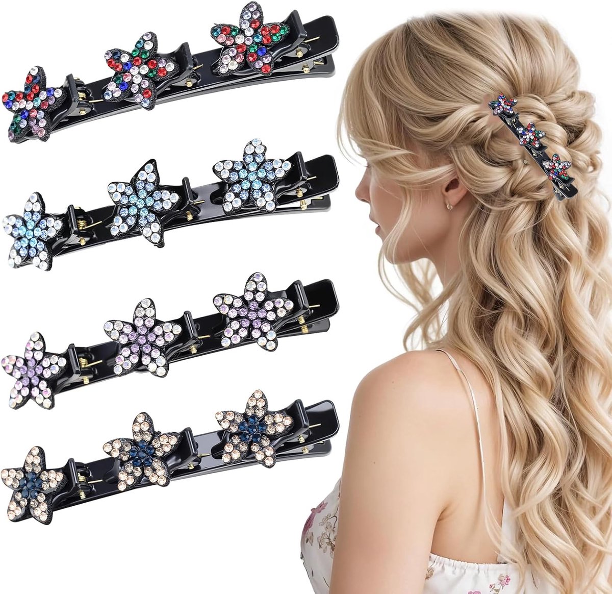 Haarspelden, 97 x 32 x 20 mm haarspelden voor dames, dun haar, ABS en kunststof, dubbellaagse haarklemmen, geschikt voor dansfeesten, bruiloften, dagelijks leven