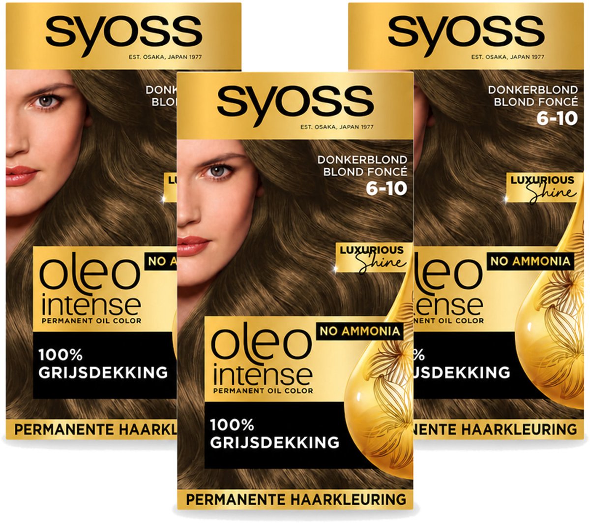 3 x SYOSS - Oleo Intense 6-10 - Haarverf - Permanente Haarkleuring - Donkerblond - Langdurige Kleur - Voordeelverpakking - 3 stuks