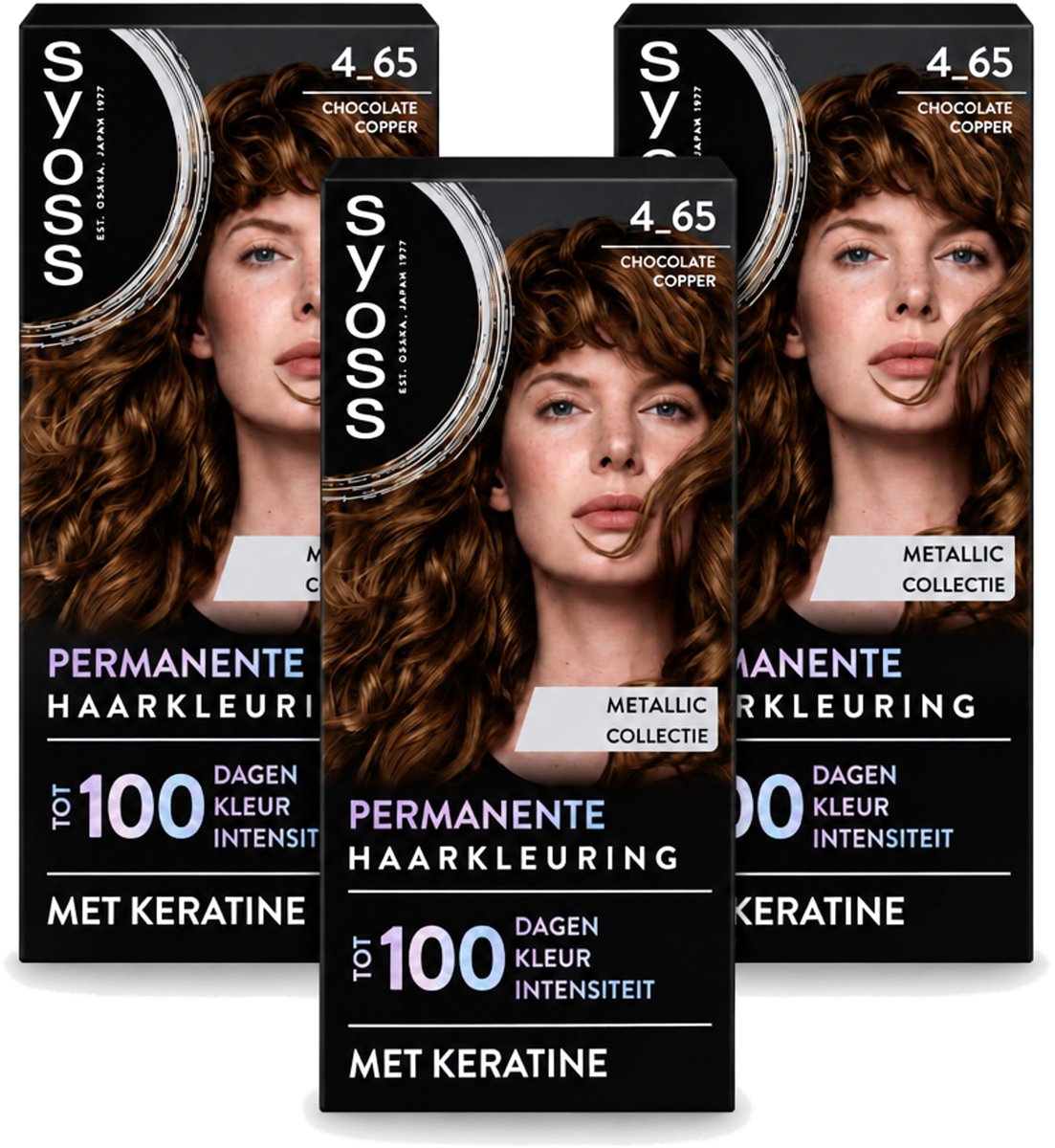 3 x SYOSS - Permanent Coloration 4-65 - Haarverf - Permanente Haarkleuring - Chocolate Copper - Grijsdekking - Voordeelverpakking - 3 stuks