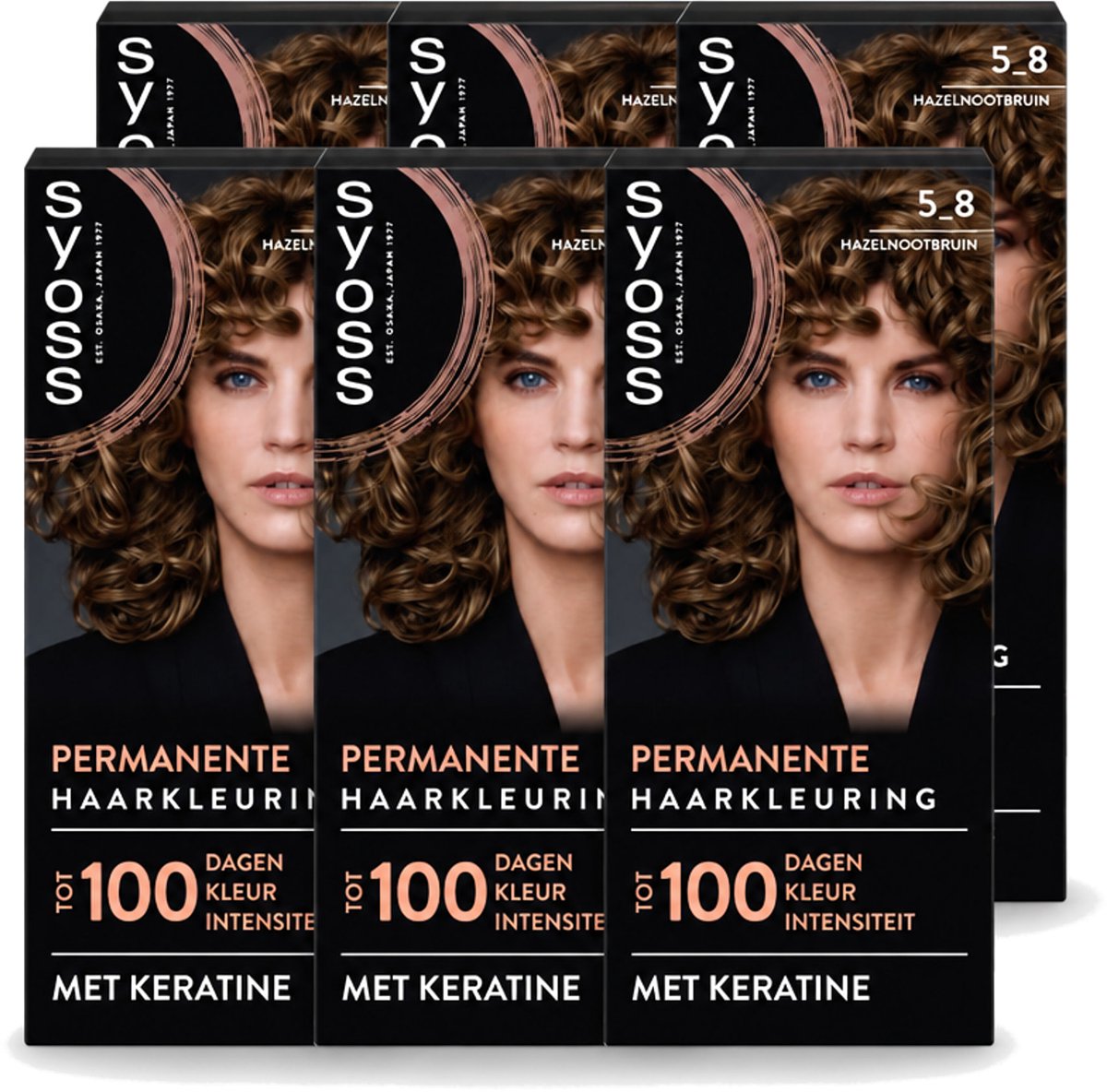 6 x SYOSS - Coloration 5-8 Hazelnootbruin - Haarverf - Grijsdekking - Vermindert Haarbreuk - Voordeelverpakking - 6 stuks