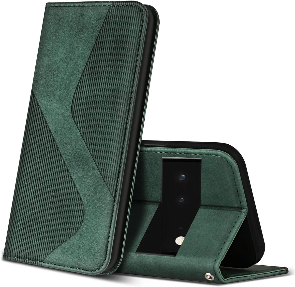Hoesje voor Google Pixel 6 Pro, PU Kunstleer Bookcase Telefoonhoesjes met [Kaartsleuven] [Stand], Flip Case Beschermhoesje voor Google 6 Pro (Groen)