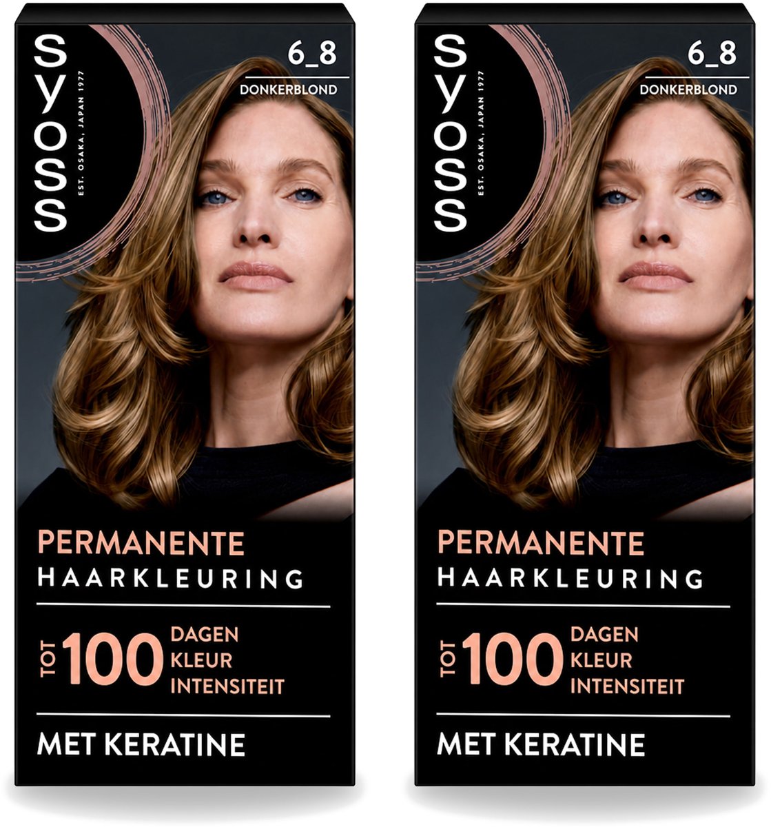 2 x SYOSS - Permanent Coloration 6-8 - Haarverf - Permanente Haarkleuring - Donkerblond - Grijsdekking - Voordeelverpakking - 2 stuks