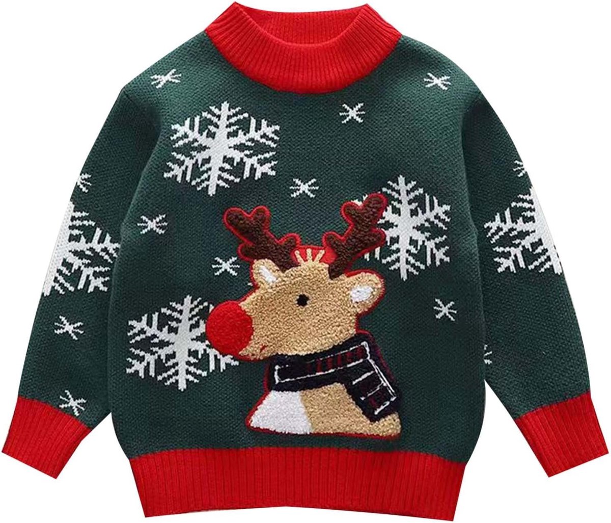 Kinderen Kerstmis winter lange mouwen cartoon hert gebreide trui warme trui voor kleding