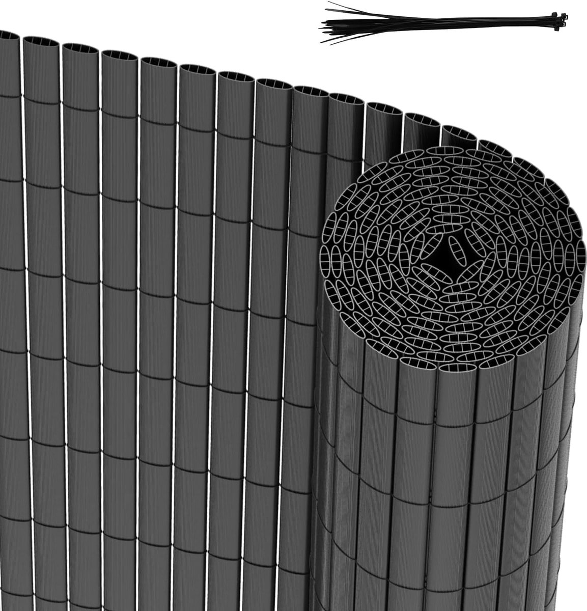 Mat, 2 x 80 x 400 cm, winddicht, windscherm, drievoudig versterkt ontwerp voor tuin, balkon, terrassen, schimmelbestendig, inkijkbescherming, met spanbanden, grijs