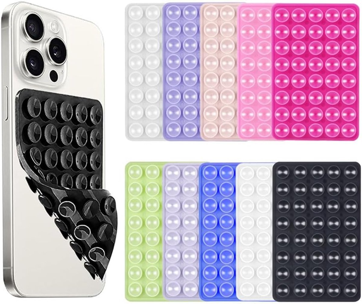 10 stuks dubbelzijdige siliconen telefoonhouder zuignap antislip houder mobiele telefoon accessoires voor selfies en video's (meerkleurig)