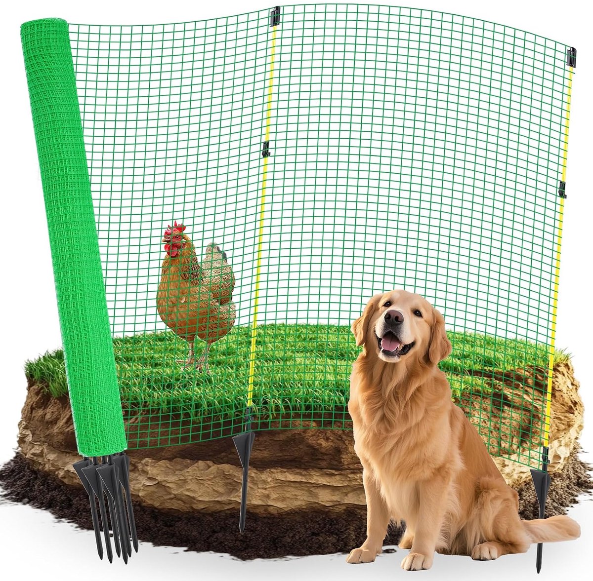 20m tuinnet universele afgrenzingsmuur 90 cm hoog | Mobiele omheining donkergroen hondenhek camping bescherming voor hazenhekken tuin