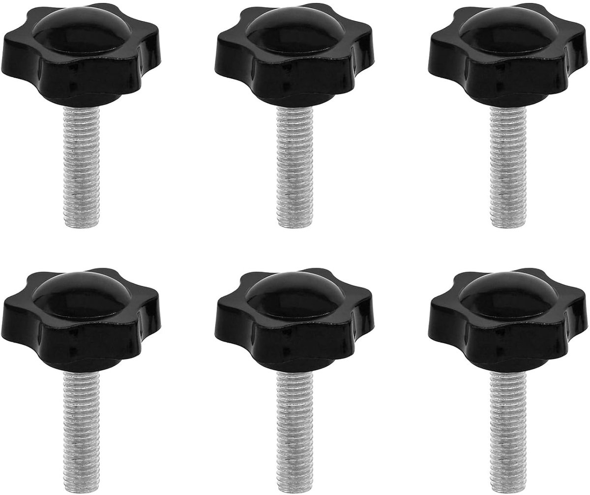 6 stuks M10 x 35 mm zeshoekige kunststof kop sterschroef, stergreepschroef, schroefdraad vervangen ster hand, startschroef, mechanische vergrendelingsschroef