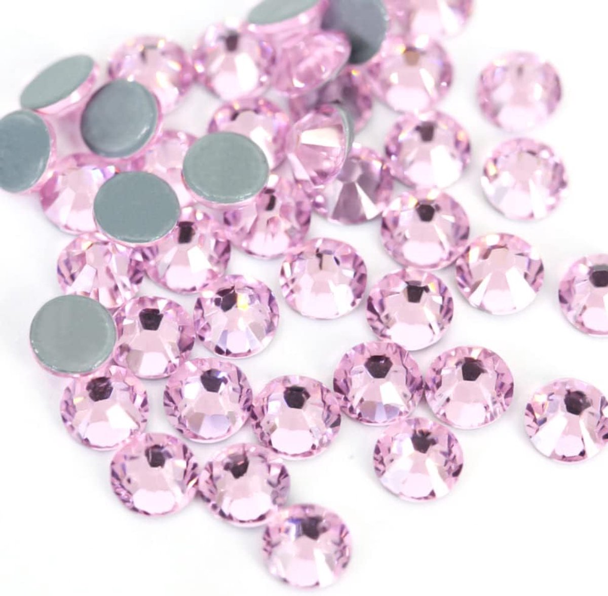 Strassteentjes, kristallen met platte onderkant, strassteentjes, glas, glittersteentjes, nagelkunst, edelstenen, ronde diamanten, hotfix kristal, ronde edelstenen, 3,8-4 mm, roze