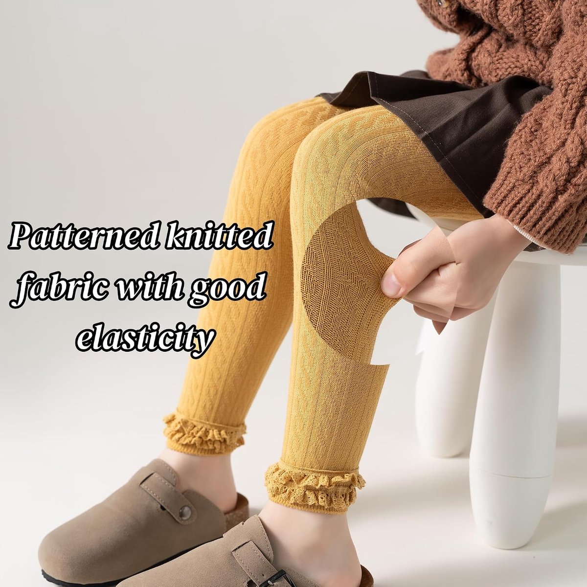 panty naadloze legging met delicate kant, rekbare en comfortabele panty voor meisjes