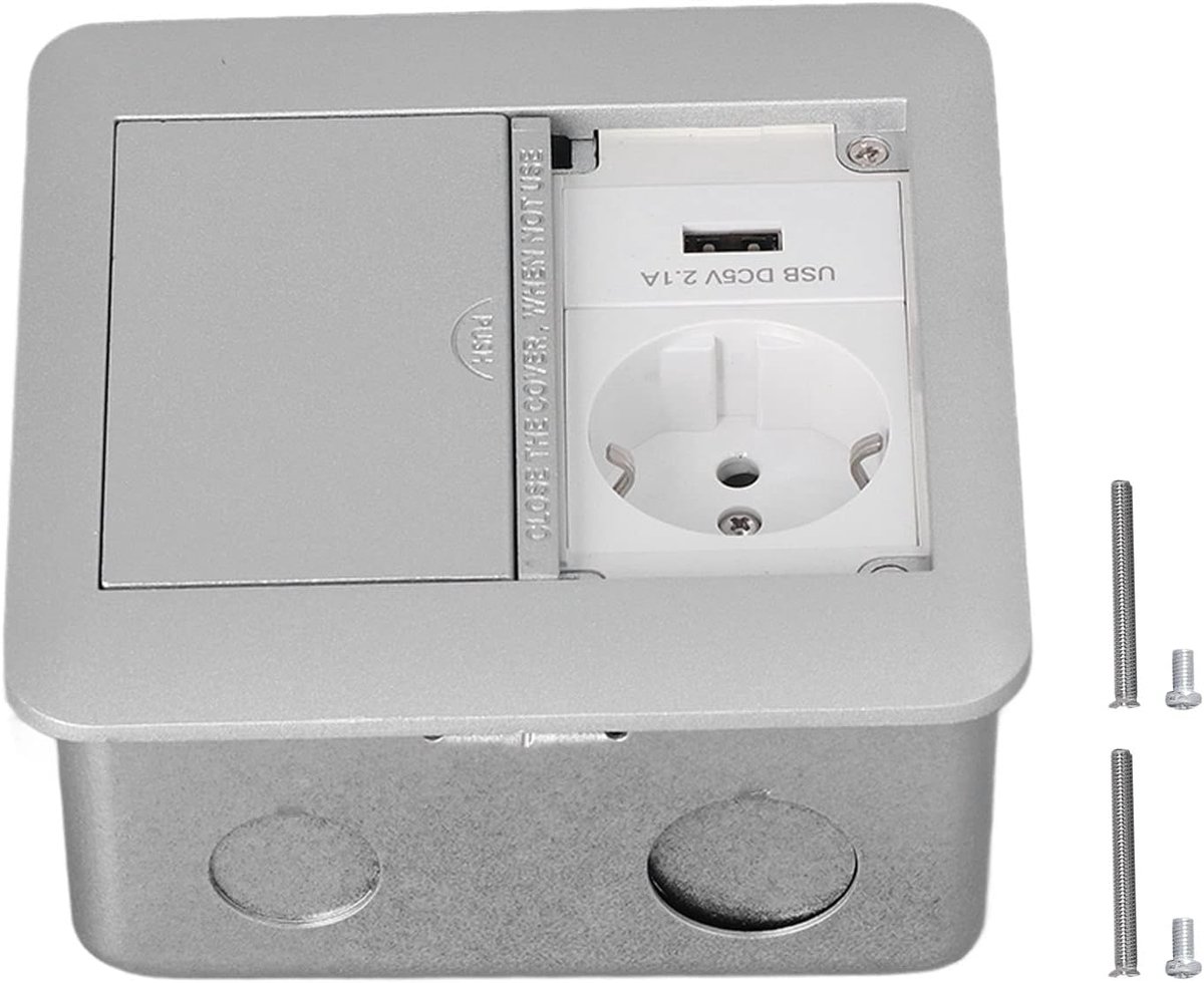 2 Multifunctioneel Stopcontact met Deksel IP40 Waterdicht op Vloer (Donker Grijs)