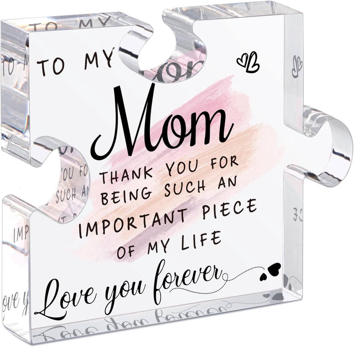 Moederdagcadeau van acryl - puzzeldecoratie met gravure 'Than' Mama | gepersonaliseerd voor mama | kantoordecoratie (10 x 8,1 cm) (A-mama)