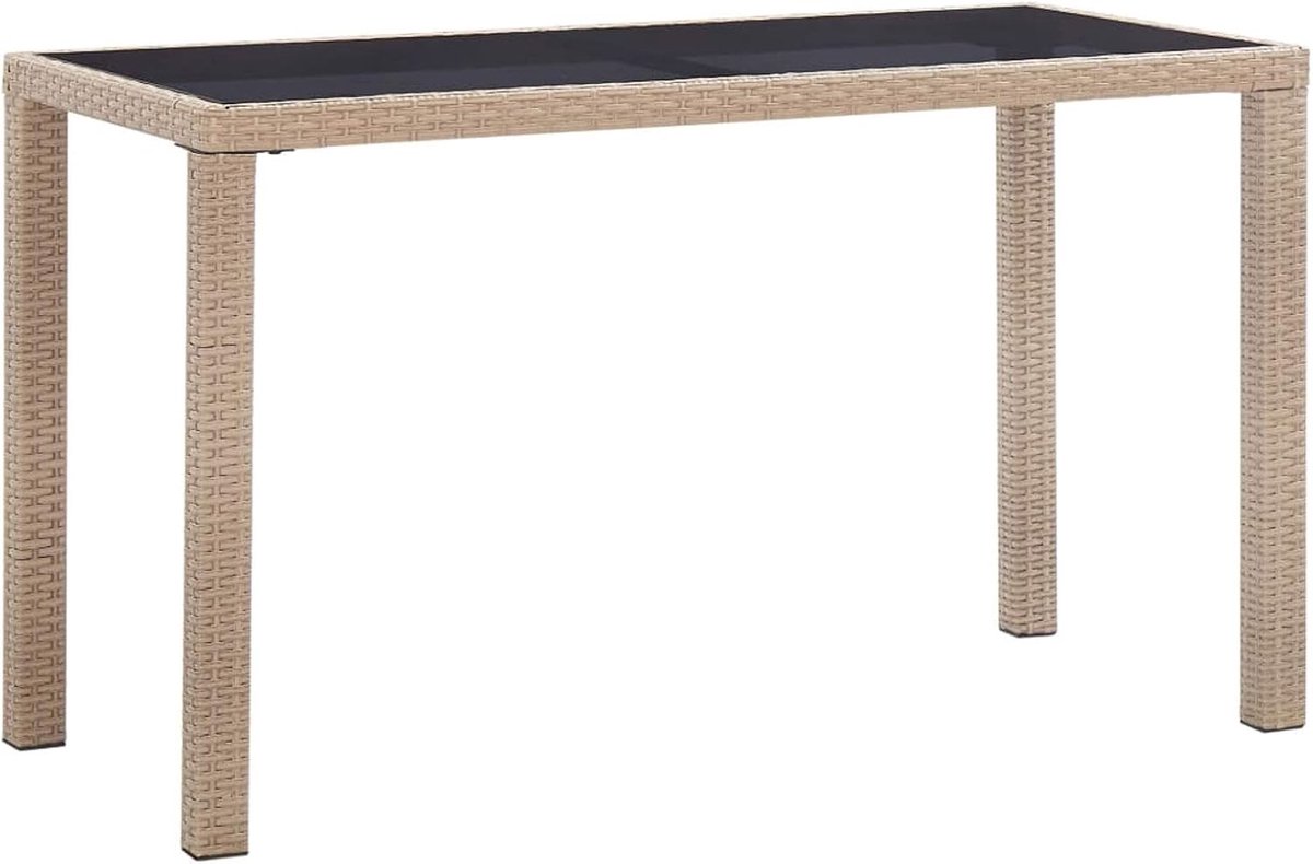Tuintafel Eettafel voor tuin, binnenplaats, terras, van synthetisch rotan, beige, 123 x 60 x 74 cm