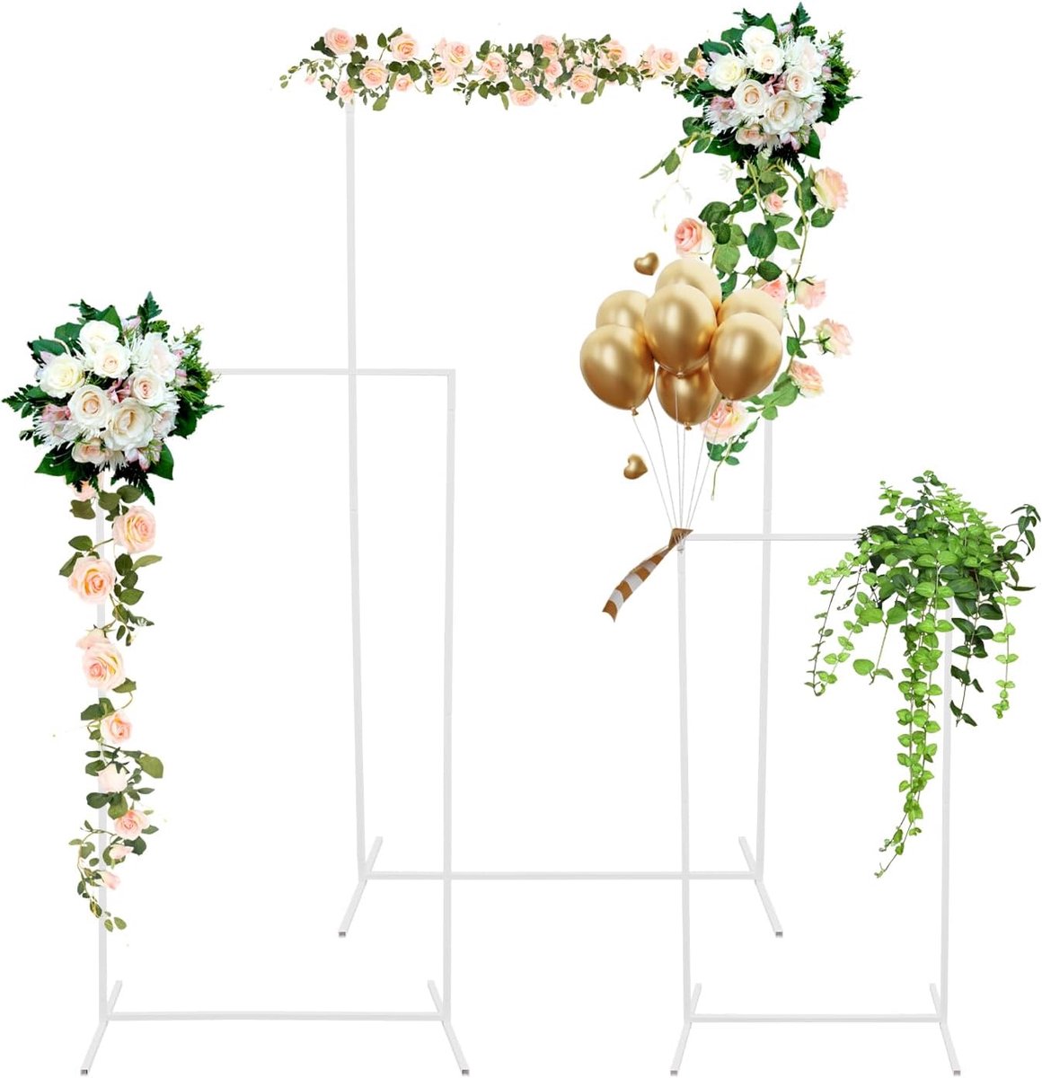 Achtergrond standaard, 3 stuks metalen bruiloftsboog wit, bruiloft boog achtergrond voor bruiloft verjaardag party decoratie
