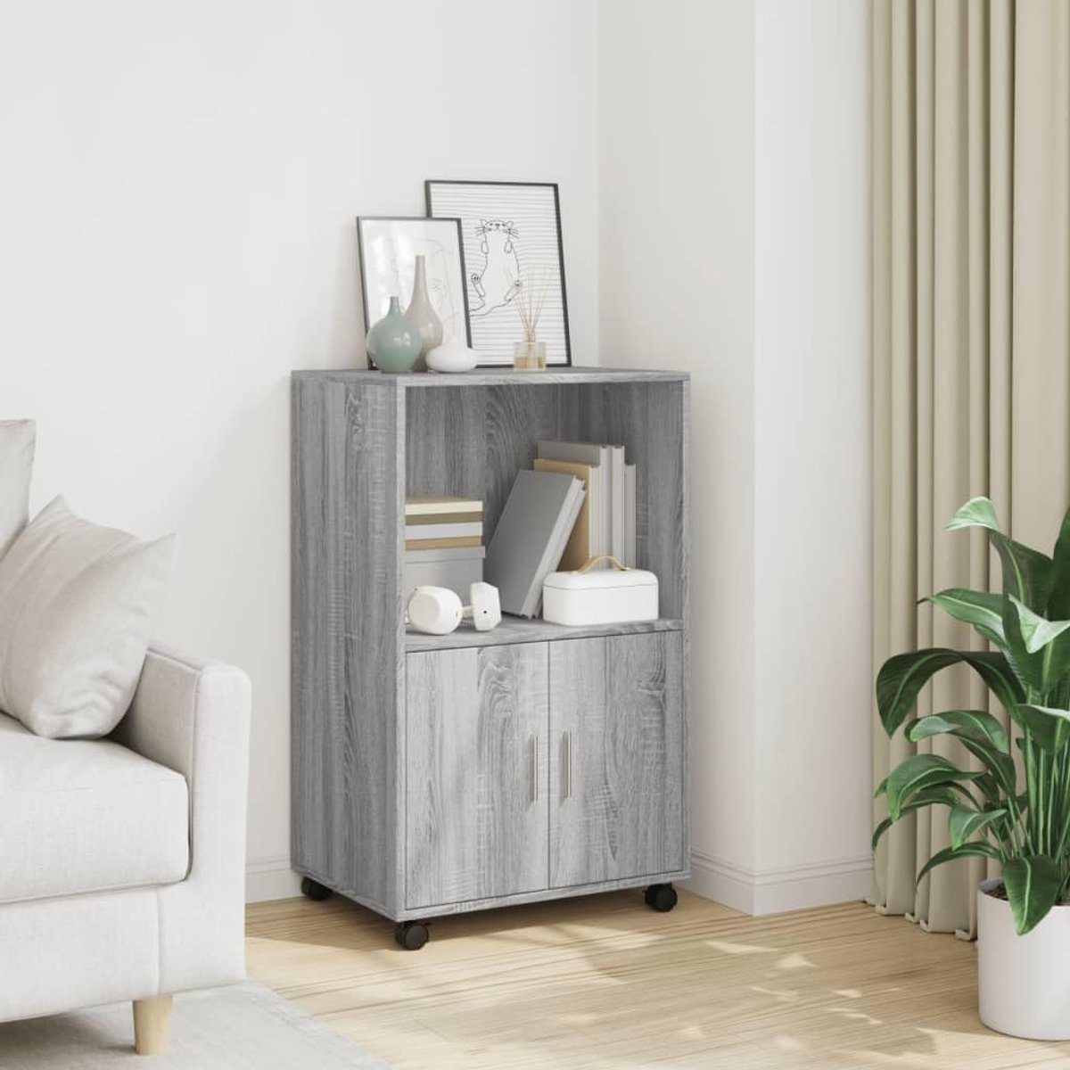 Grijs Sonoma opbergmeubel voor woonkamer keuken 55 x 40 x 91 cm hout