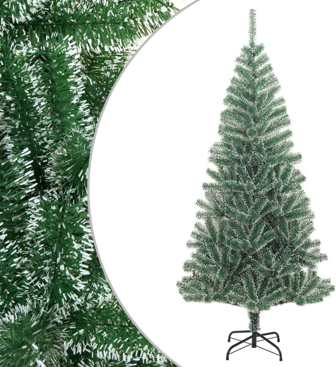 Besneeuwd, groen, 210 cm, natuurgetrouwe PET-punten, metalen standaard voor stabiliteit, herbruikbare kerstdecoratie met kunstsneeuw, voor feestelijke gelegenheden