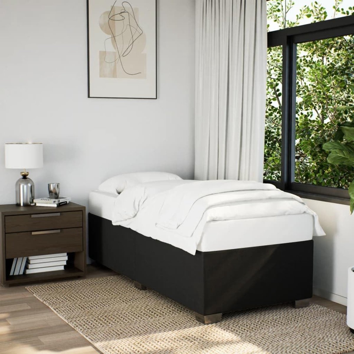 Bedframe lattenbodem zwart 100 x 200 cm