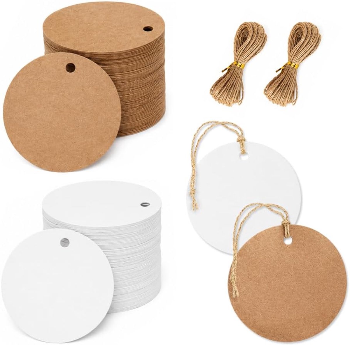 Kraftpapier, rond, HIOQFR cadeaulabels van karton, 5 cm