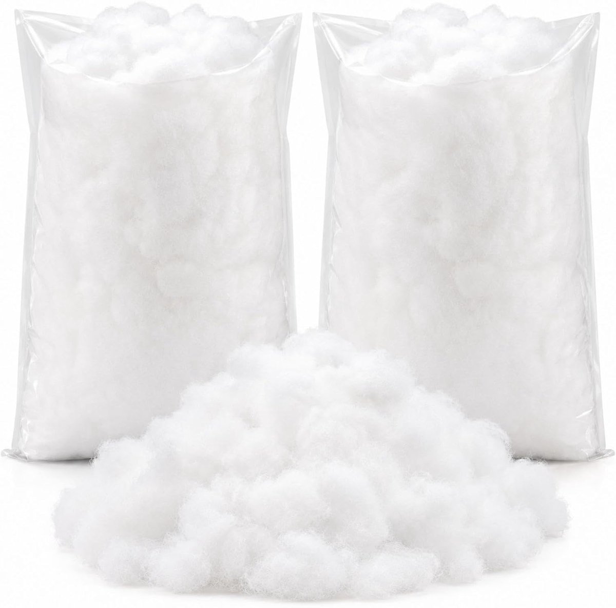 2 zakken nep-sneeuwdecoratie pluizige kunstmatige katoenvezel pluizige nepwolken zachte sneeuwdeken voor ambachten mantel dorp Kerstmis winter indoor woondecoratie (wit)