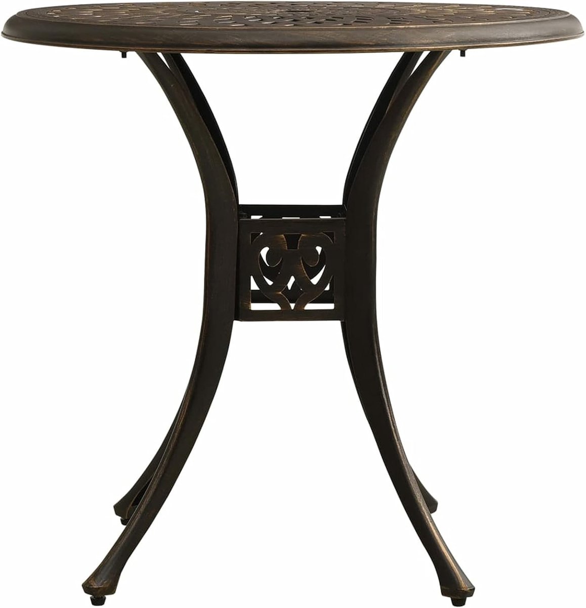 Tuintafel van aluminium, gegoten gieten, voor buiten, voor terras of balkon, 78 x 72 cm, kleur brons