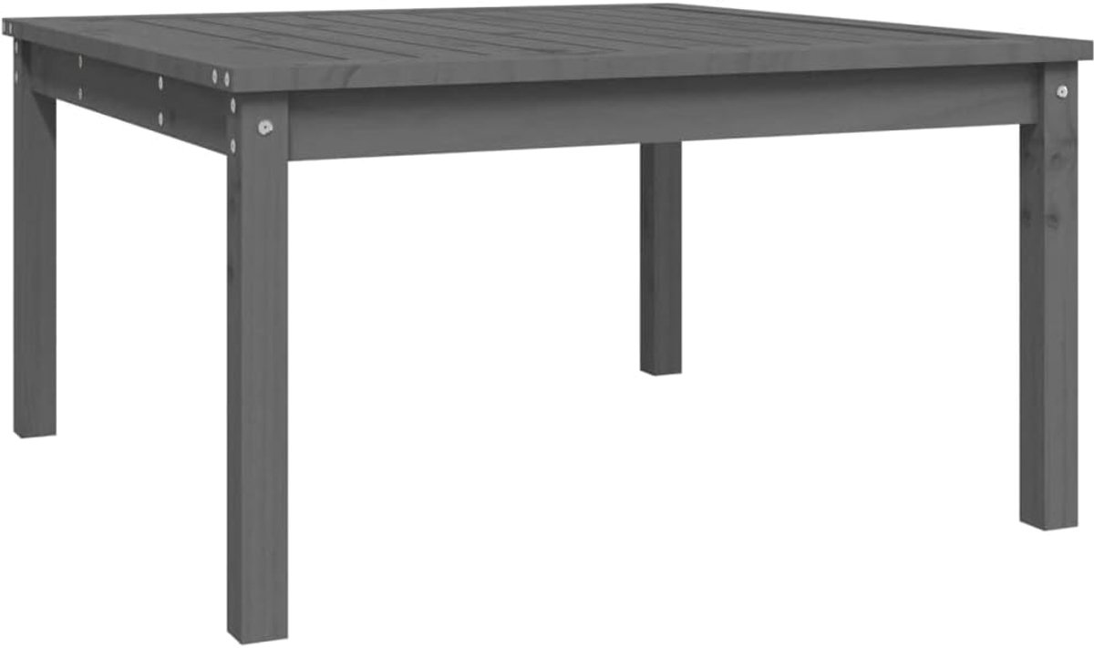 Tuintafel van massief grenenhout, tafel voor buiten, eettafel van hout, eettafel voor buiten, terrastafel, balkon, grijs, 82,5 x 82,5 x 45 cm