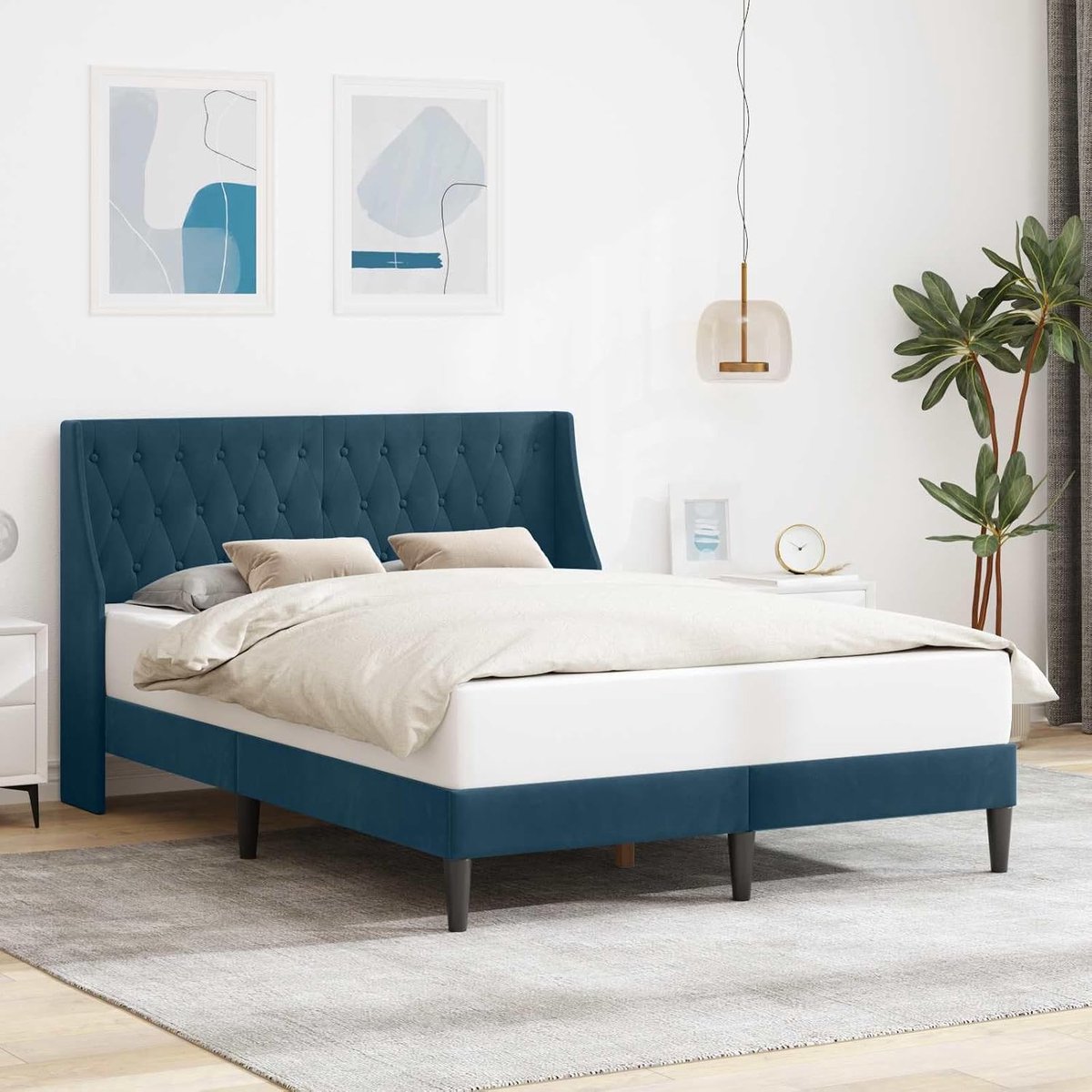 Bedframe modern stijlvol Blauw 140 x 200 cm