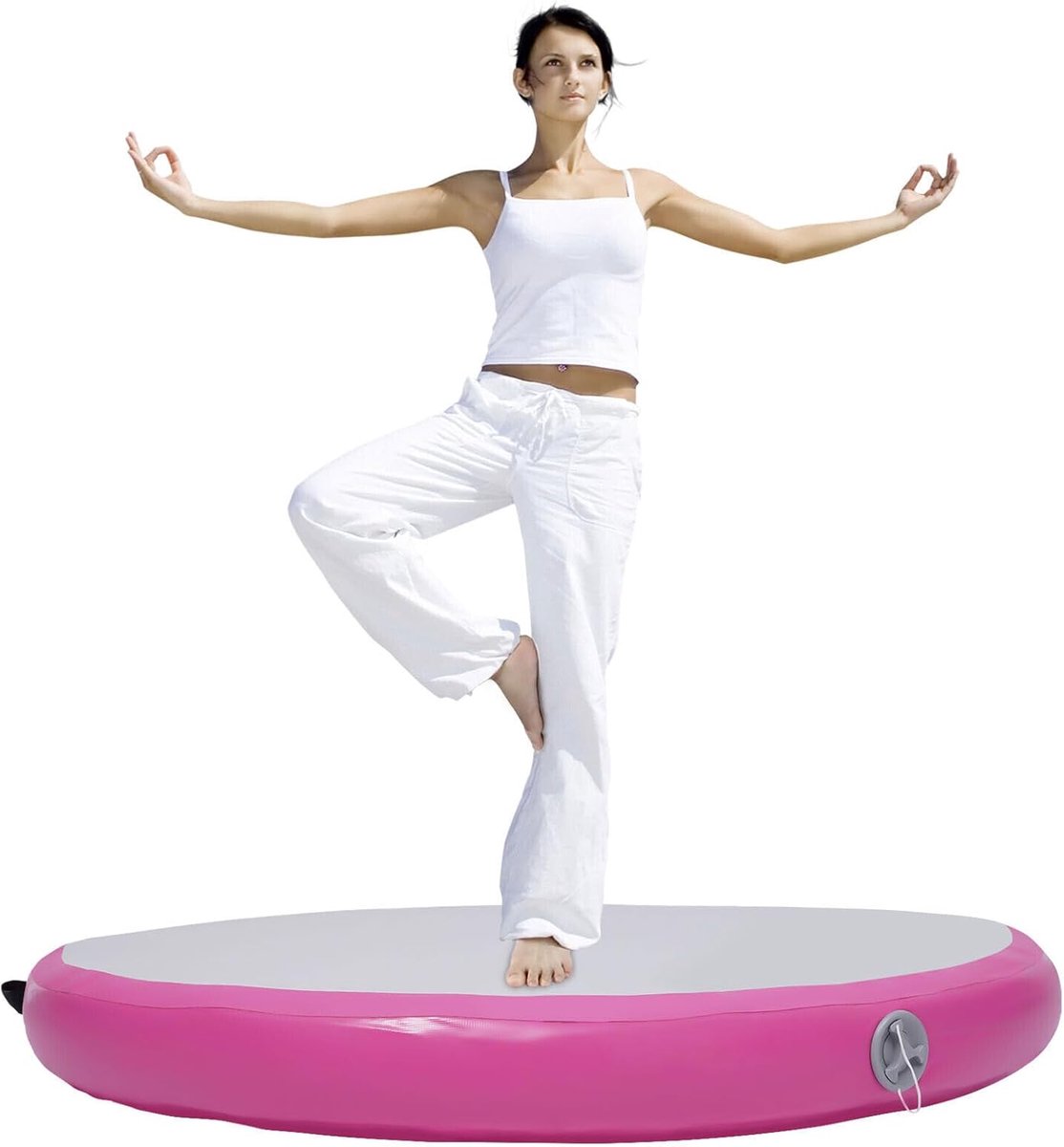 Sport Yoga Training Gymnastiekmat Met Pomp Roze Ronde Yogamat Thuis Park Kunst Tuimeling Springplank Antislip En Gewatteerde Fitnessmat Gym Mat Pilates Mat 100 x 10 cm