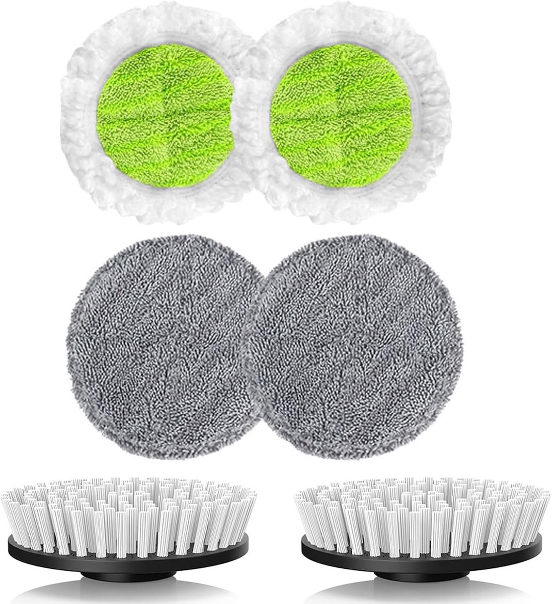 Accessoires, 4 reservepads en 2 reserveborstelkoppen, draadloze elektrische dweilpad voor qimedo M3