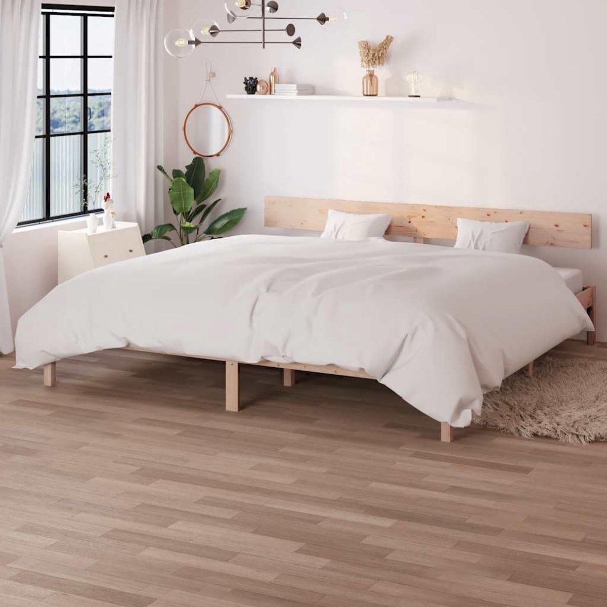 Grenenhout klassiek hoofdeinde lattenbodem 200x200 cm naturel