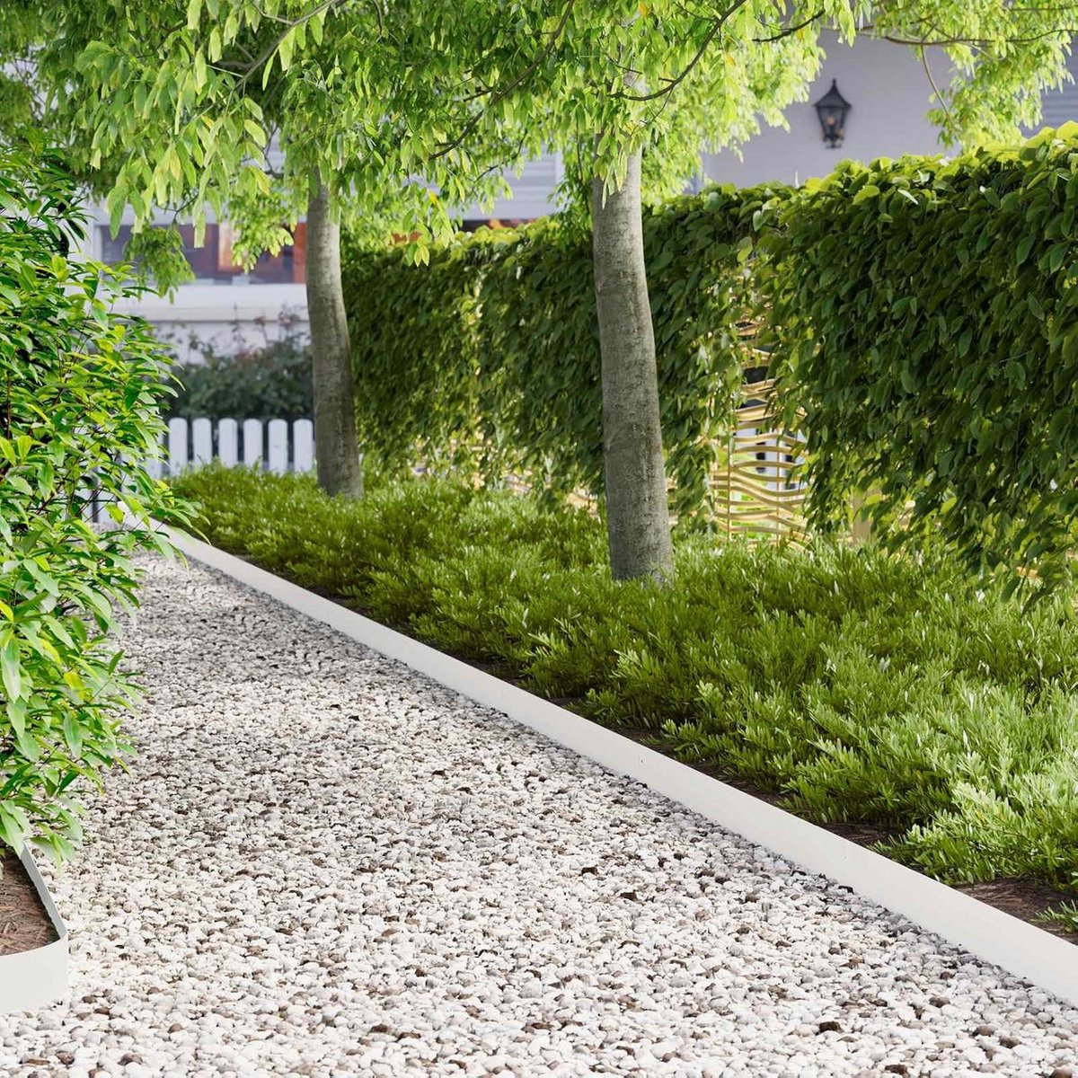 50 stuks, 103 x 10 cm, staal, wit, perkrand, gazonrand, tuinbedrand voor gazon, paden, bedden