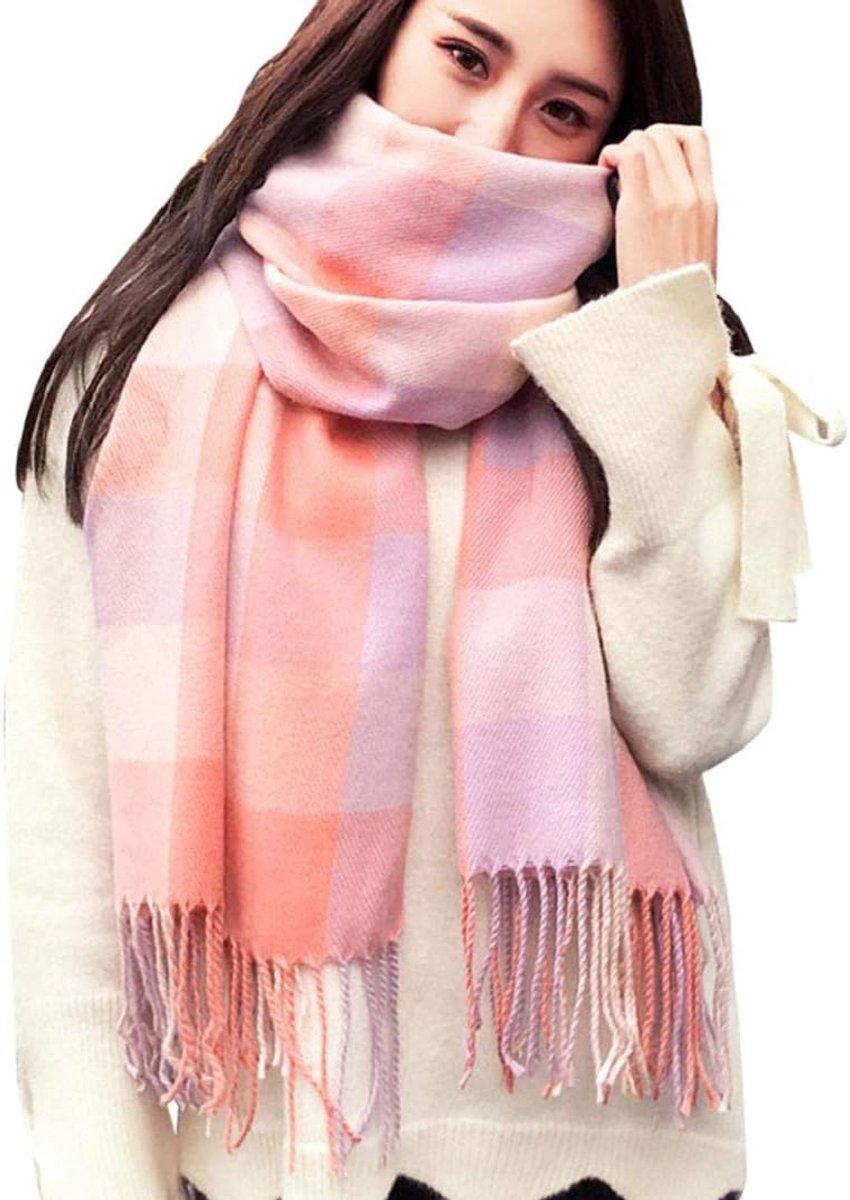 Winter, dames, winter, sjaal, trui, meisjes, groot tartanpatroon, wrap, sjaal, winter, damesponcho voor de winter. - - Medium