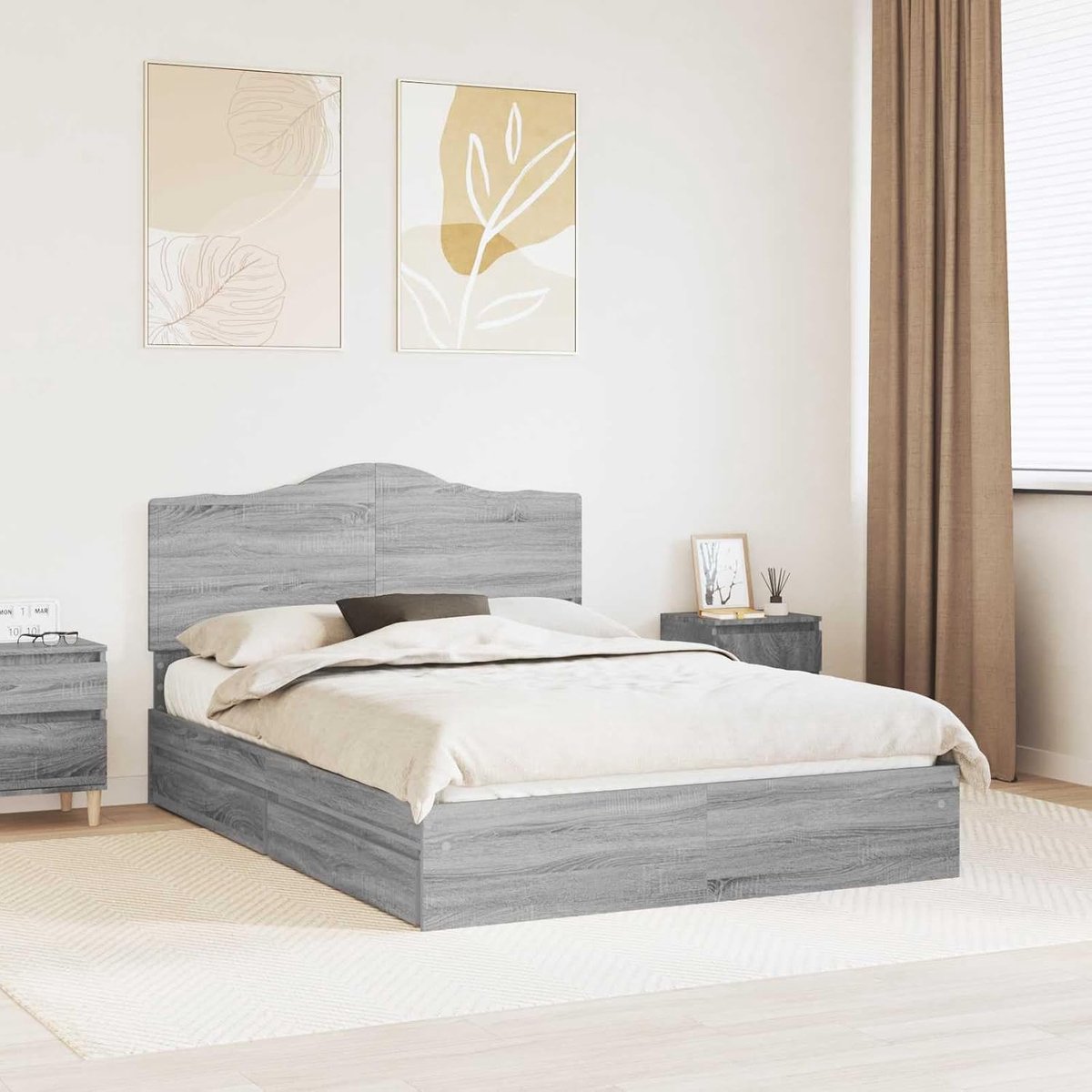 bewerkt hout moderne slaapkamer minimalistisch grijs sonoma 140 x