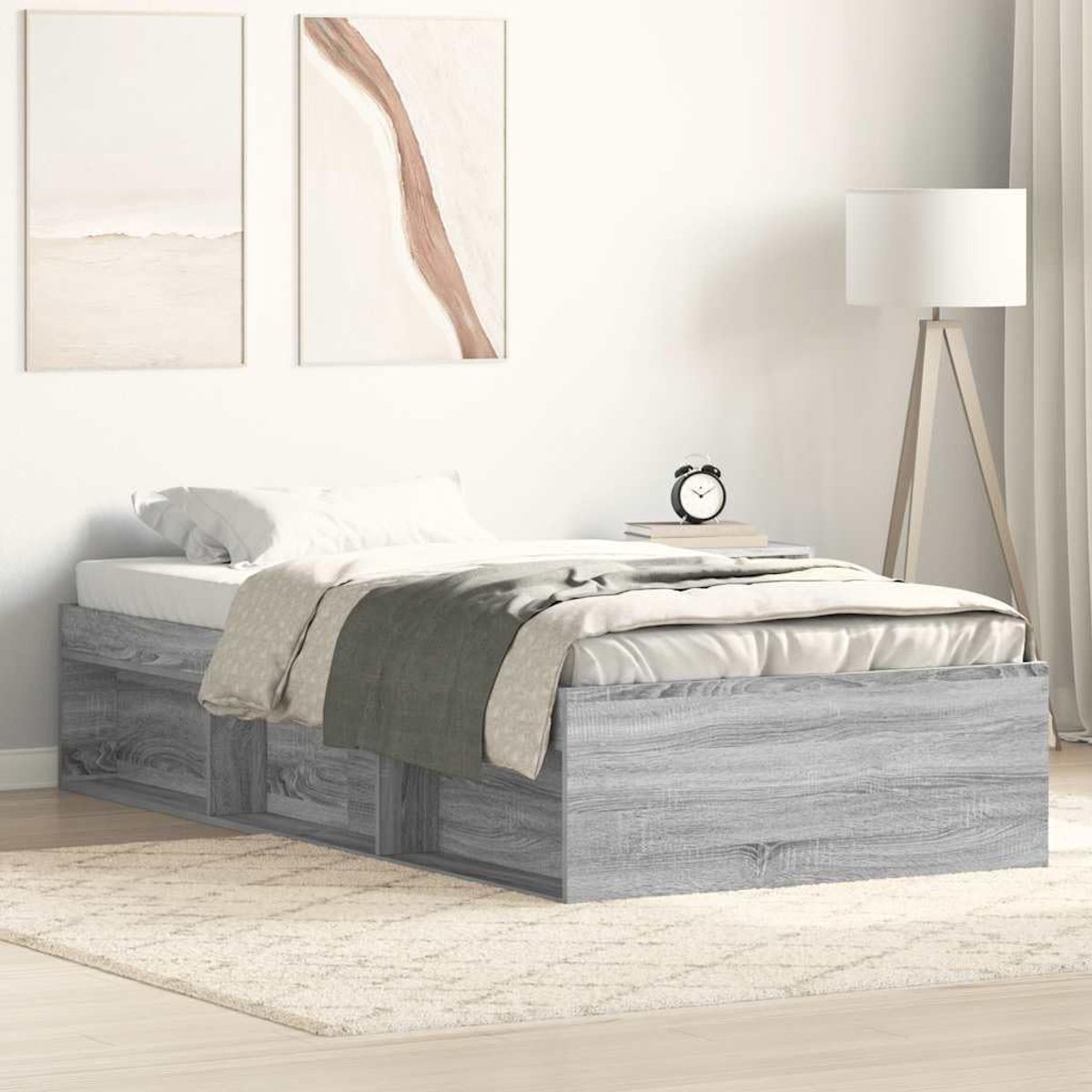 Houten met opbergruimte standard 90x190 cm grijs