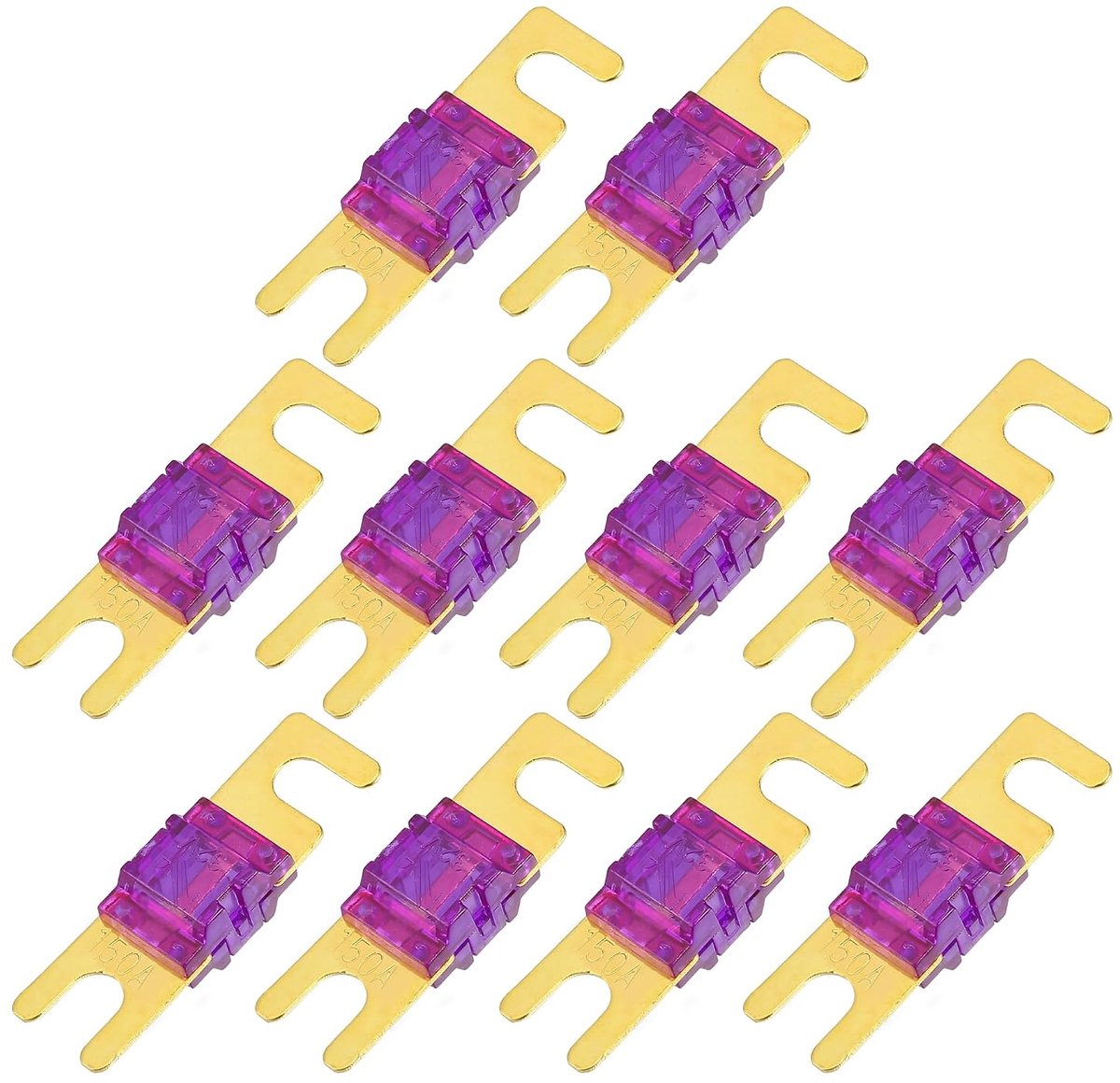 Mini ANL Zekeringen 150A / Audio CD Zekering voor Auto / 10 Stuks Gouden Toon Paars