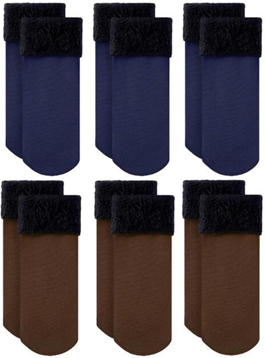 Sokken - 6 Paar Dames Thermische Sokken Wintermode Gemengde Kleur Fluweel Koudebestendige Sneeuwsokken Zacht Gebreid Outdoor Ski Comfortabel Casual Thuis, 6 Paar Gemengd, 4, Eén Ma