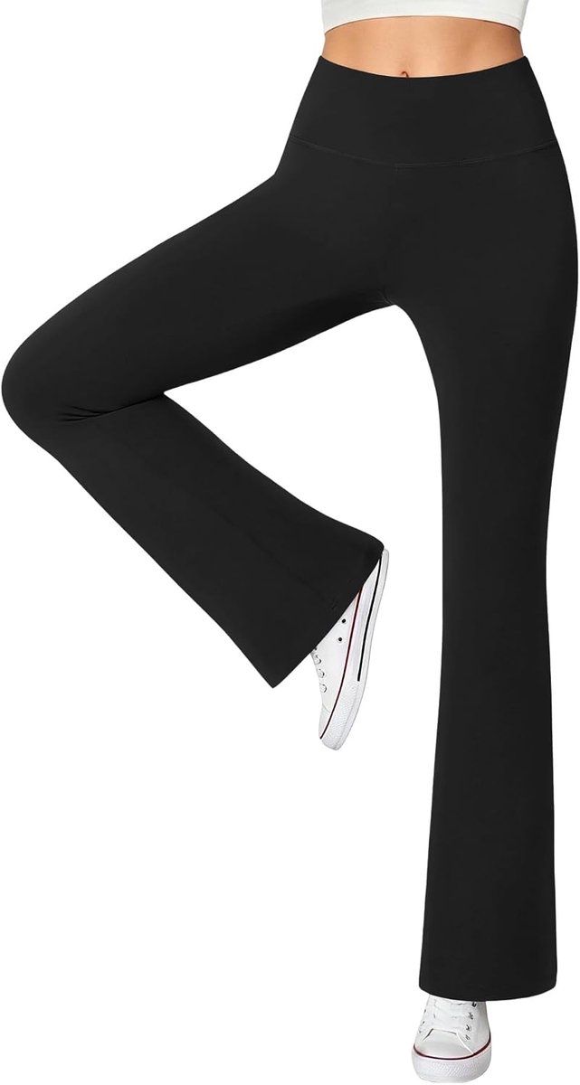 Yogabroek voor dames, hoge taille, uitlopende leggings, buikspiertraining, elastisch, voor vrije tijd