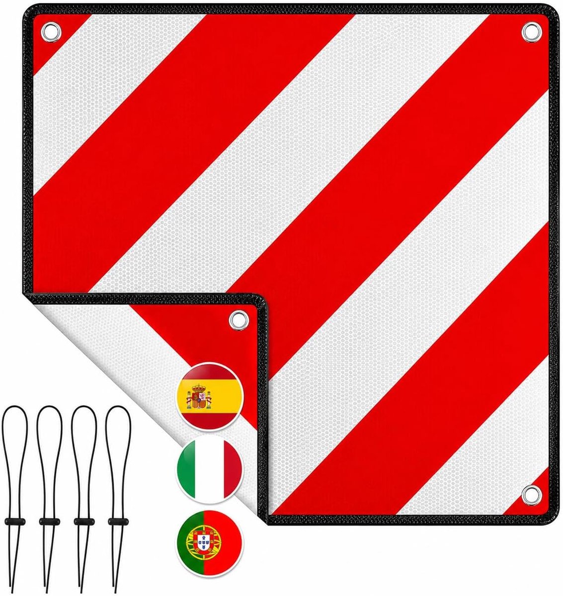 Waarschuwingsbord voor Italië, Spanje en Portugal, 3-in-1 voor fietsendrager