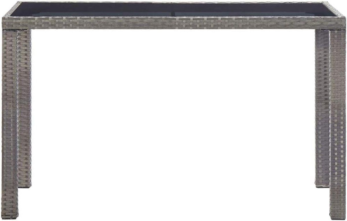 Tuintafel, terrastafel, balkontafel, eettafel, tuinmeubelen, antraciet, 123 x 60 x 74 cm, PE-rotan en stalen frame